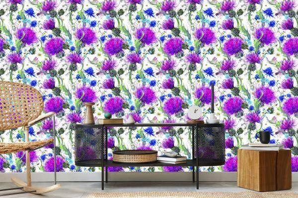 Behang Voor Eetkamer, Bloemen, Planten, Bladeren, Libel, Weide - Afbeelding 5
