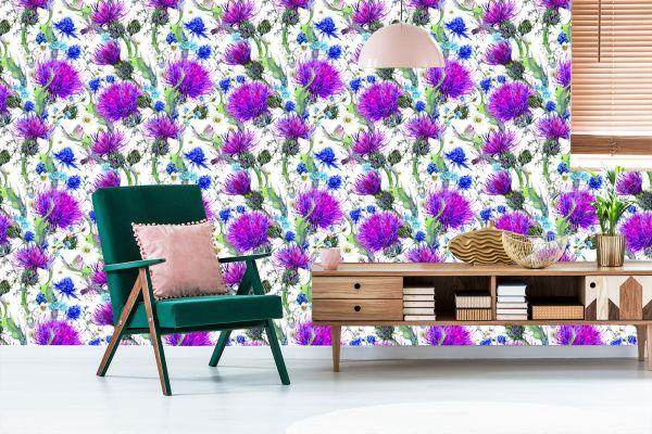 Behang Voor Eetkamer, Bloemen, Planten, Bladeren, Libel, Weide - Afbeelding 6