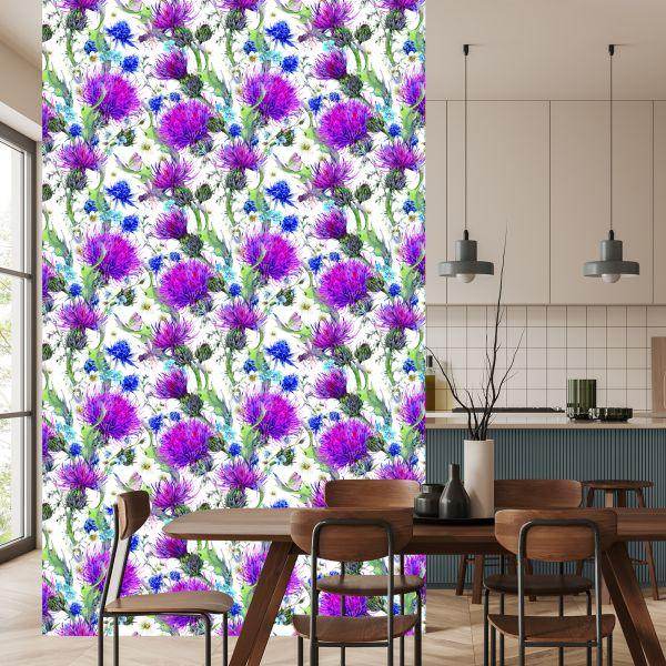 Behang Voor Eetkamer, Bloemen, Planten, Bladeren, Libel, Weide - Afbeelding 4