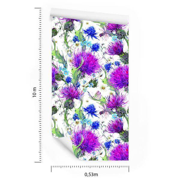 Behang Voor Eetkamer, Bloemen, Planten, Bladeren, Libel, Weide - Afbeelding 8