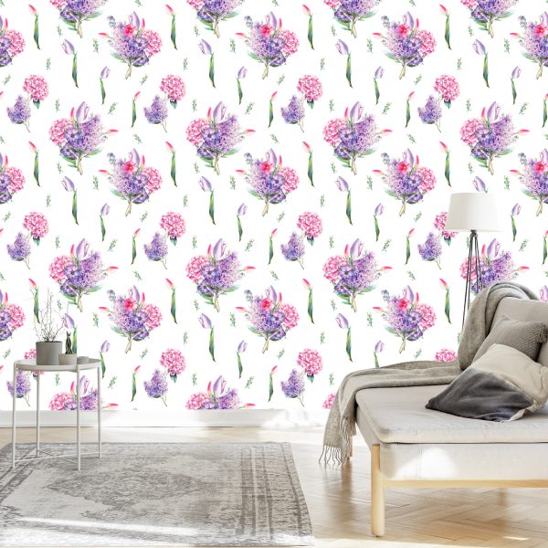 Behang Lavendel Met Bloemen - Afbeelding 3