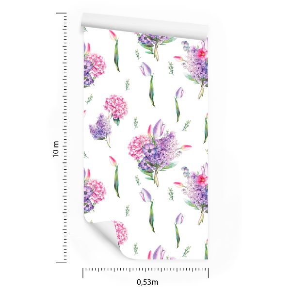Behang Lavendel Met Bloemen - Afbeelding 8