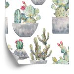 Behang Cactus Met Bloemen