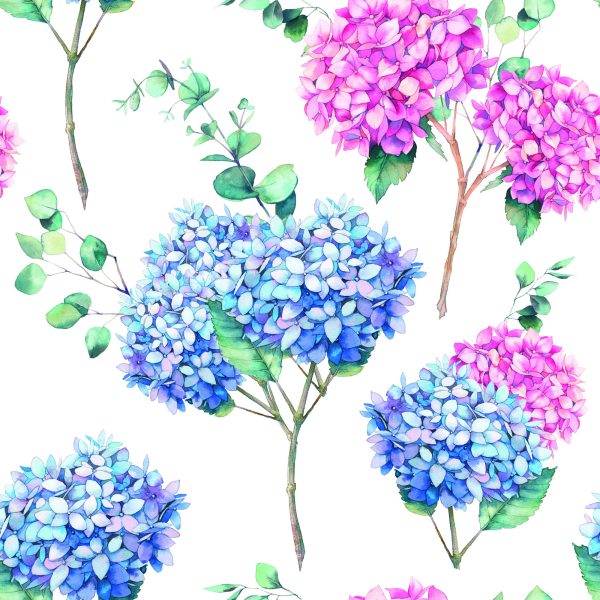 Behang Hortensia Met Eucalyptus - Afbeelding 2