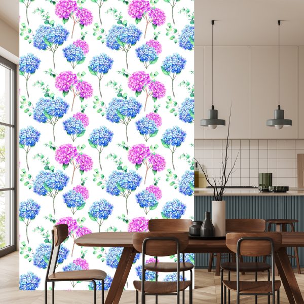 Behang Hortensia Met Eucalyptus - Afbeelding 4