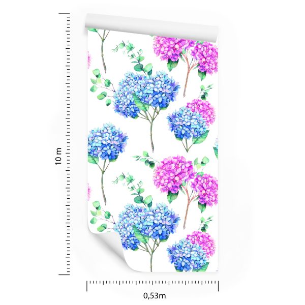 Behang Hortensia Met Eucalyptus - Afbeelding 8