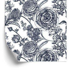 Behang Zwart-Witte Rozen Met Anjers