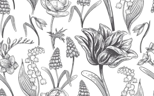 Behang Tulpen Met Veldbloemen - Afbeelding 2
