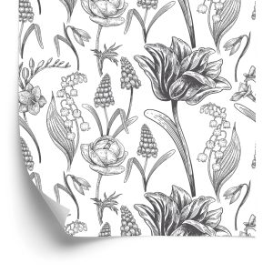 Behang Tulpen Met Veldbloemen