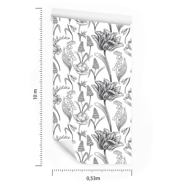 Behang Tulpen Met Veldbloemen - Afbeelding 8