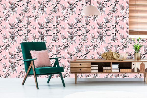 Behang Pastelkleurige Magnolia Bloemen - Afbeelding 6