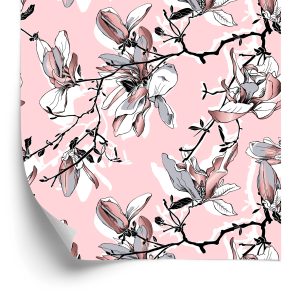 Behang Pastelkleurige Magnolia Bloemen
