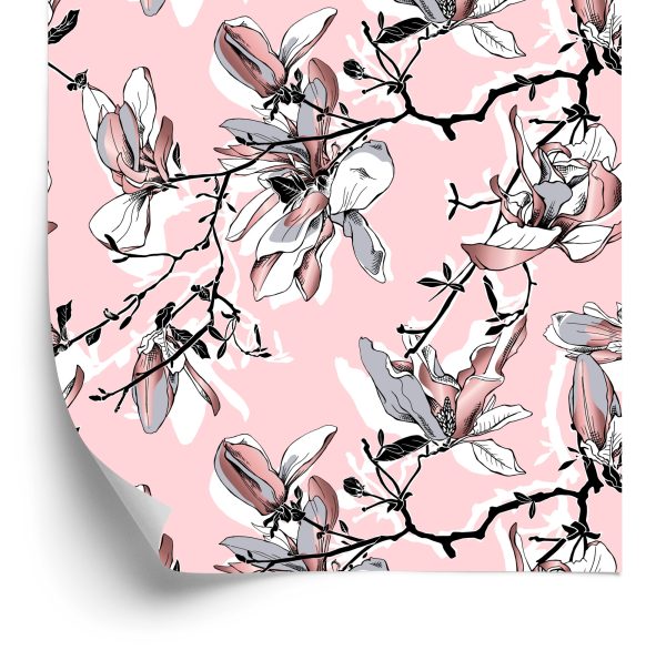 Behang Pastelkleurige Magnolia Bloemen