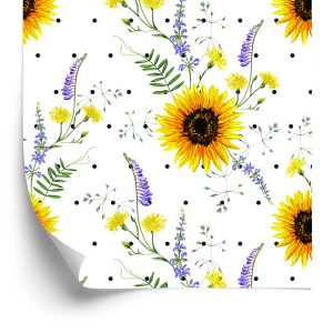 Behang Zonnebloemen Met Veldbloemen