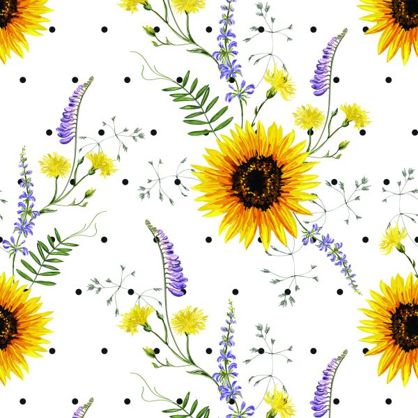 Behang Zonnebloemen Met Veldbloemen - Afbeelding 2