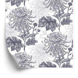 Behang Zwart-Witte Chrysanten