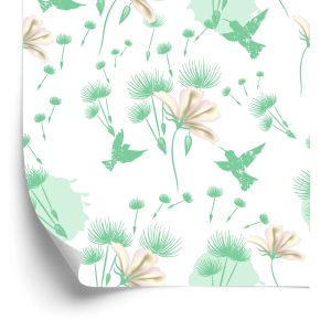 Behang Paardebloem Vogels En Bloemen