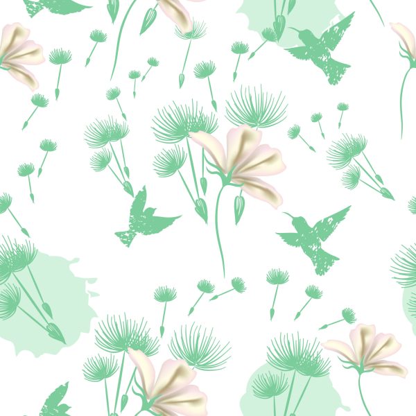 Behang Paardebloem Vogels En Bloemen - Afbeelding 2