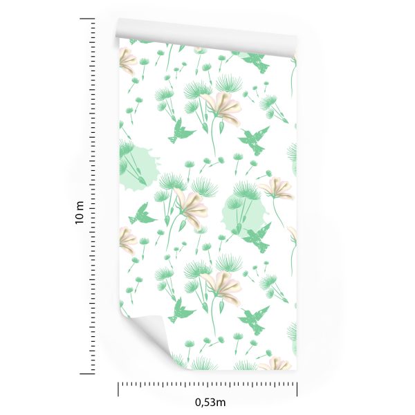 Behang Paardebloem Vogels En Bloemen - Afbeelding 8