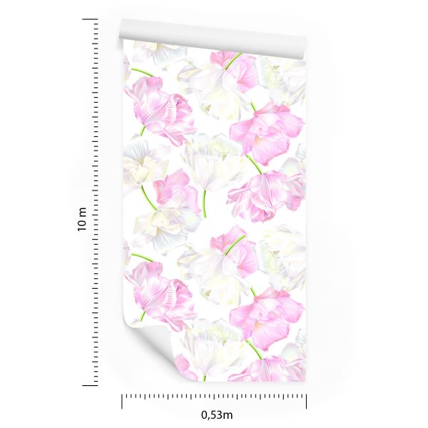 Behang Roze En Witte Tulpen - Afbeelding 8
