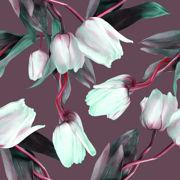 Behang Tulpen Met Rode Stengels - Afbeelding 2