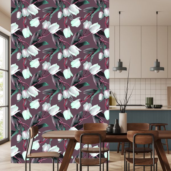 Behang Tulpen Met Rode Stengels - Afbeelding 4