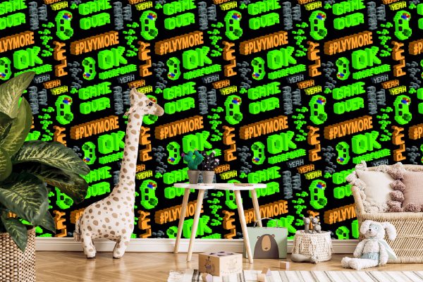 Behang Jeugdig Korrelig Kleurrijk Belettering 3D-Patroon - Afbeelding 5