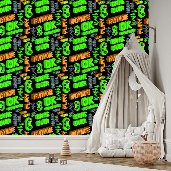 Behang Jeugdig Korrelig Kleurrijk Belettering 3D-Patroon - Afbeelding 3