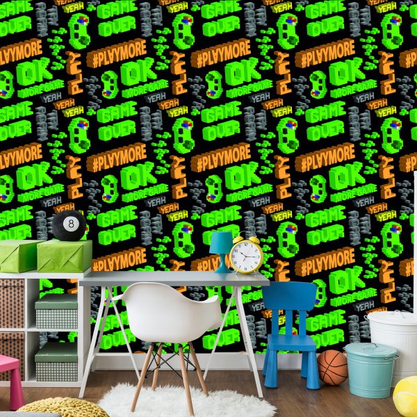 Behang Jeugdig Korrelig Kleurrijk Belettering 3D-Patroon - Afbeelding 4