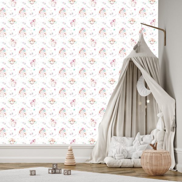 Behang Eenhoorns Tussen De Sterren En Wolken - Afbeelding 3