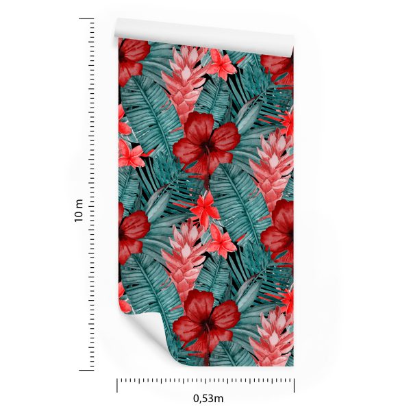 Behang Exotische Bloemen En Bladeren - Afbeelding 8