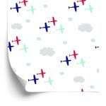 Behang Kleurrijke Vliegtuigen En Wolken