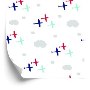 Behang Kleurrijke Vliegtuigen En Wolken