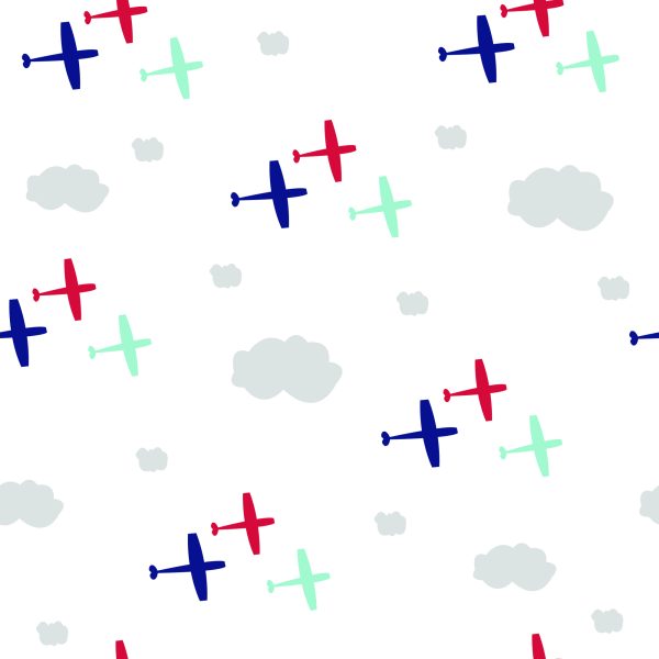 Behang Kleurrijke Vliegtuigen En Wolken - Afbeelding 2