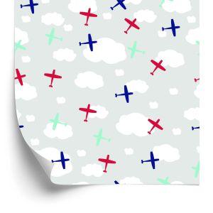 Behang Kleurrijke Vliegtuigen Tussen Wolken