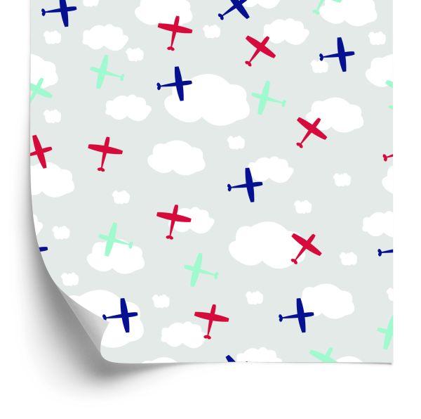 Behang Kleurrijke Vliegtuigen Tussen Wolken