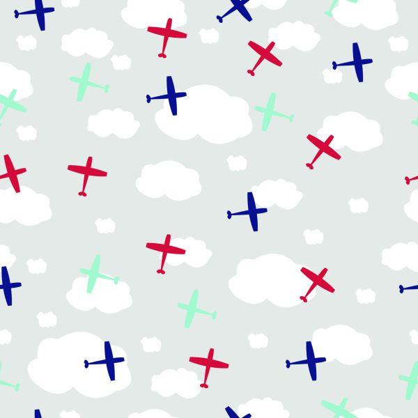 Behang Kleurrijke Vliegtuigen Tussen Wolken - Afbeelding 2
