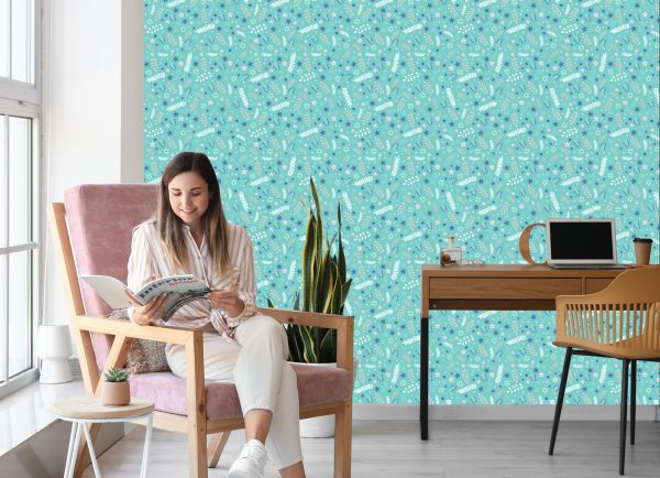 Behang Kleurrijke Bladeren En Bloemen - Afbeelding 7