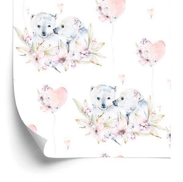 Behang Ijsberen Tussen Bloemen
