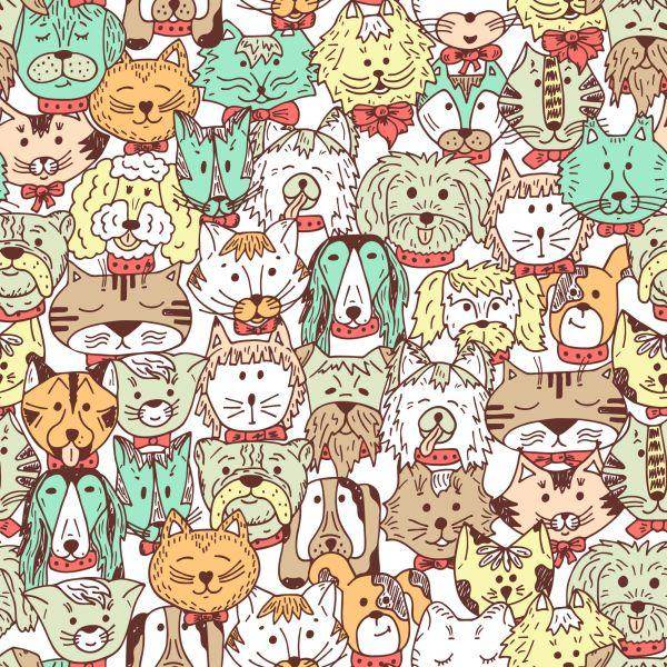 Behang Kleurrijke Honden En Katten - Afbeelding 2