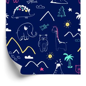 Behang Babydieren Tussen Bomen En Wolken