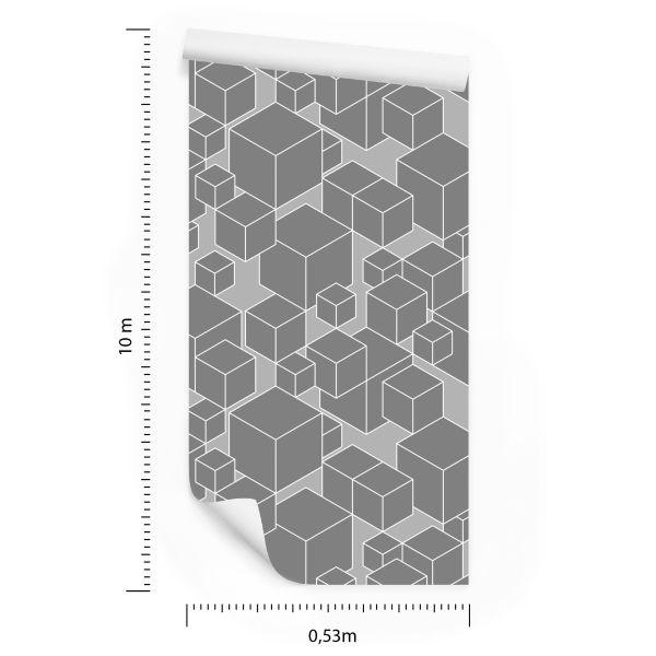 Behang Geometrisch - Grijze Kubussen - Afbeelding 8