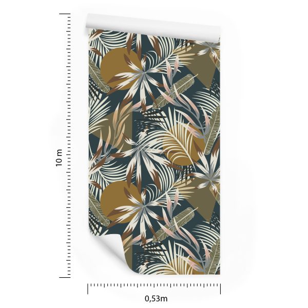 Behang Bladeren En Geometrische Figuren - Afbeelding 8