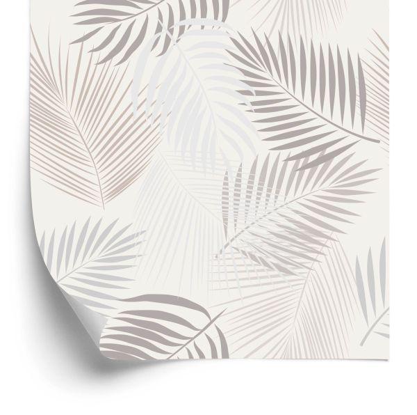 Behang Boho Grijze Bladeren