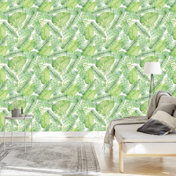 Behang Aquarel Bladeren - Afbeelding 3