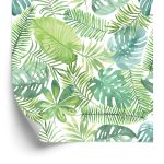 Behang Delicate Bladeren Geschilderd Met Waterverf