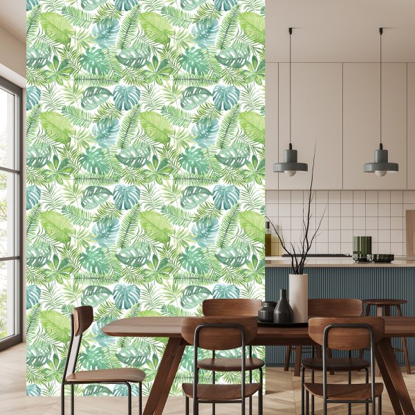 Behang Delicate Bladeren Geschilderd Met Waterverf - Afbeelding 4