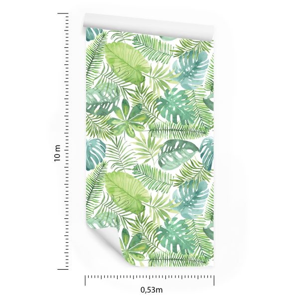 Behang Delicate Bladeren Geschilderd Met Waterverf - Afbeelding 8