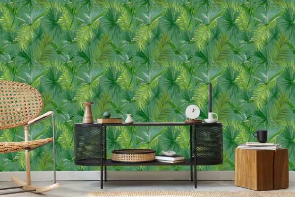 Behang Groen Thema Met Bladeren - Afbeelding 5