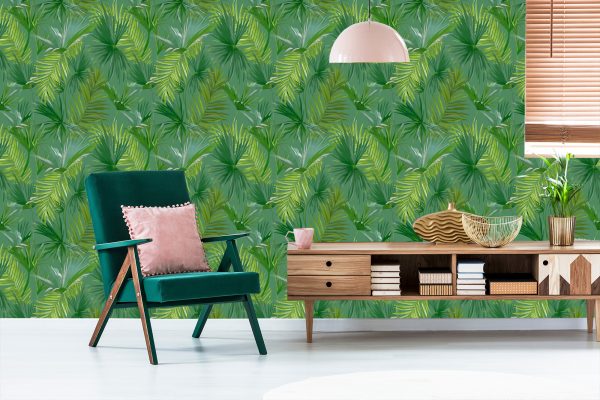 Behang Groen Thema Met Bladeren - Afbeelding 6